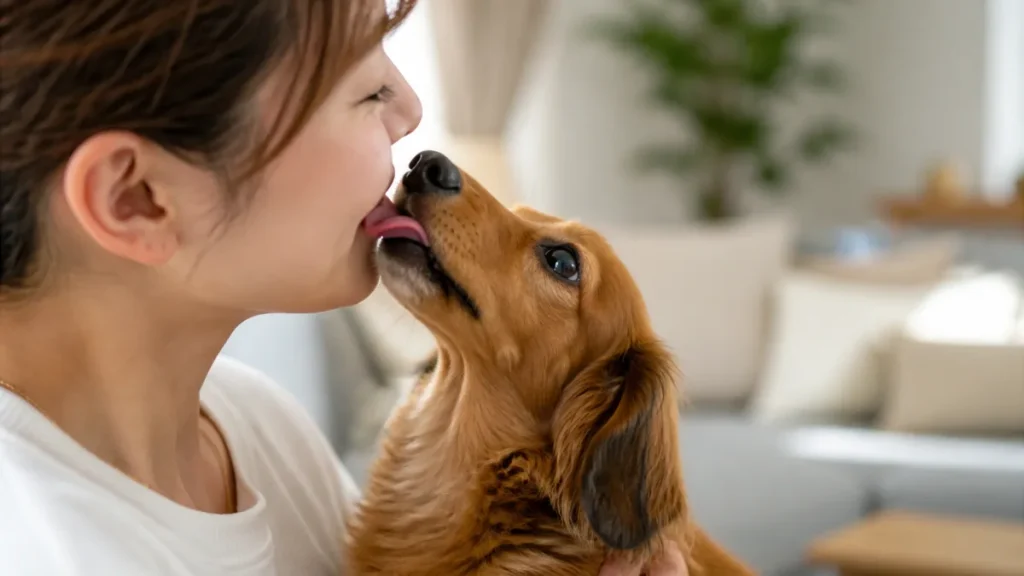 犬が口を舐めてくる理由は6つ｜愛情だけじゃないサインと穏やかにやめさせる方法のアイキャッチ画像