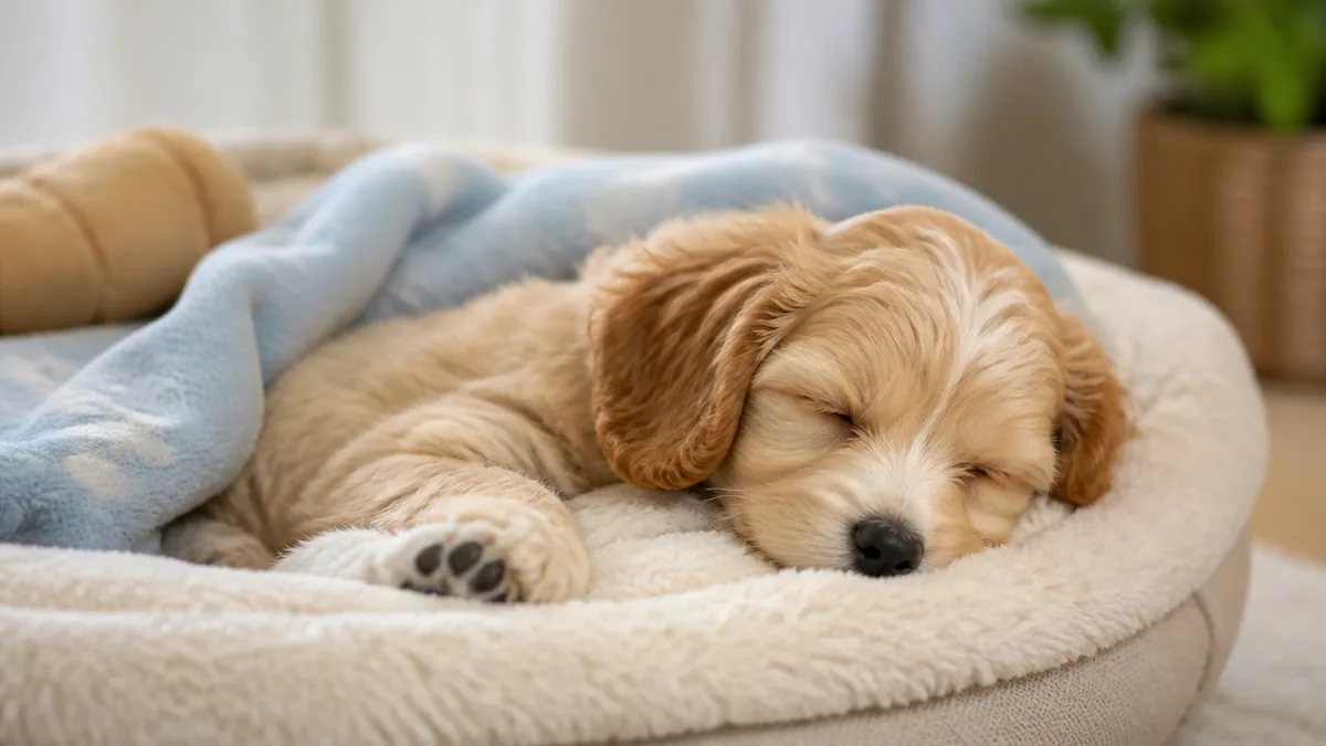 子犬の睡眠時間は18時間以上｜月齢別の目安と寝すぎ・寝ないときの対処法のアイキャッチ画像