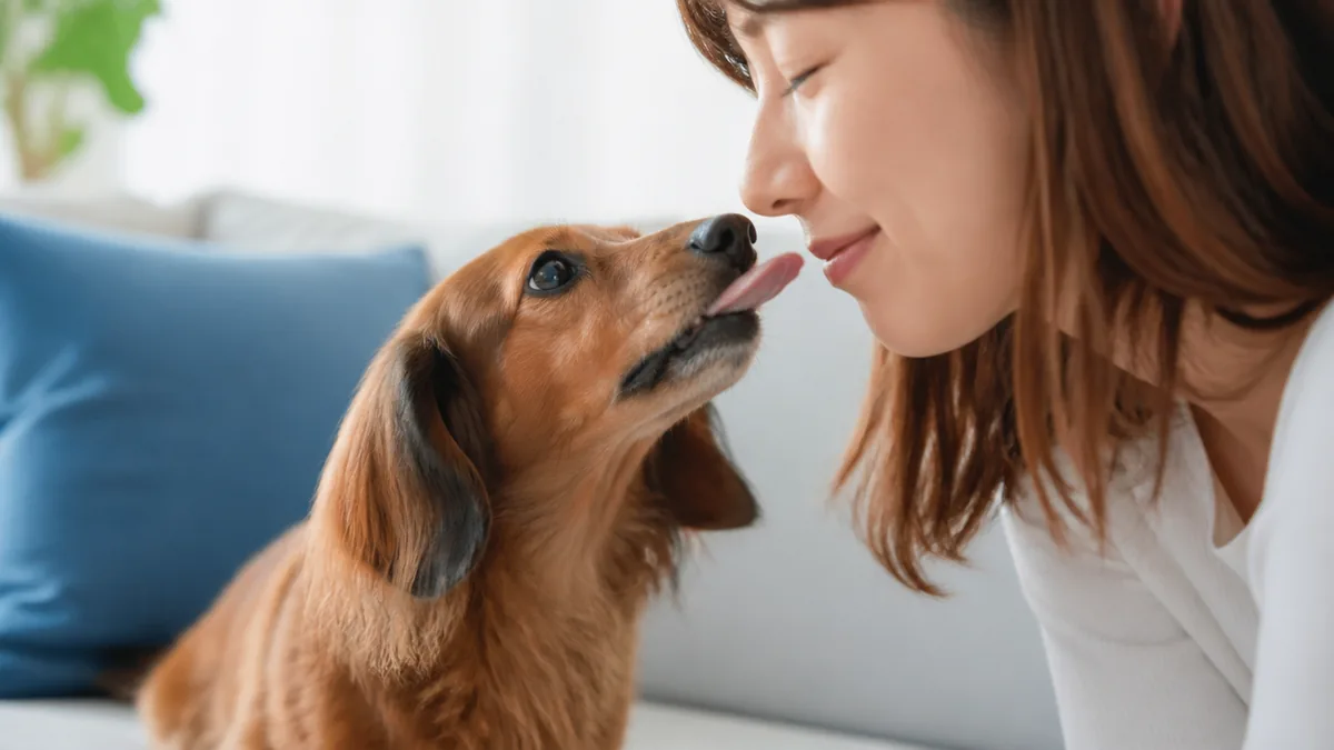 飼い主の口を舐めるときと自分の口を舐めるときはどう違う?の解説画像