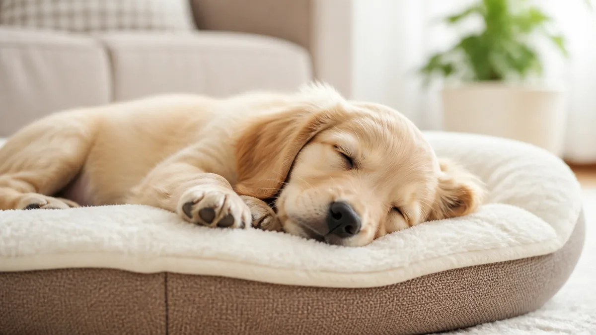 子犬の睡眠時間は18時間が普通？月齢別の目安と寝ないときの対処法を解説のアイキャッチ画像