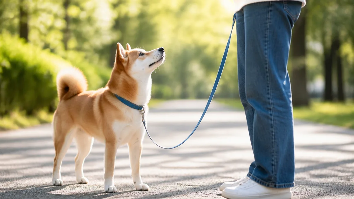犬が他人を見つめてくるのは警戒だけじゃない｜7つの理由と散歩中の正しい対応を解説のアイキャッチ画像