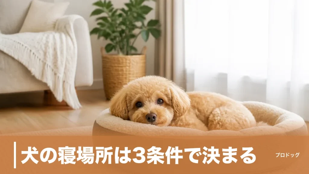 犬の寝場所は3条件で決まる｜室内のベスト位置とNGスポット・季節別の整え方を解説のアイキャッチ画像