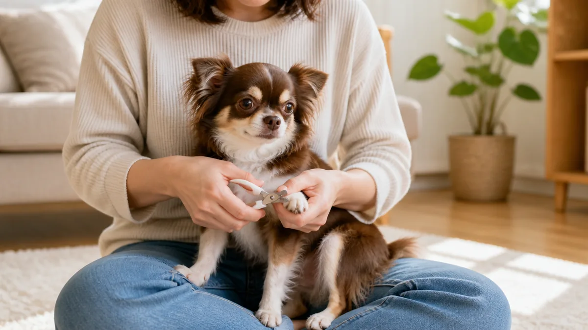 暴れる犬を一人で爪切りするための保定とコツの解説画像