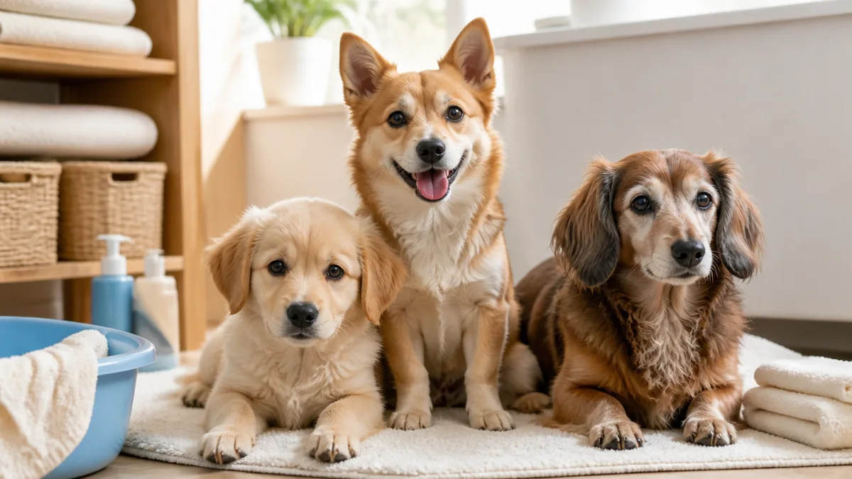子犬・成犬・シニア犬|年齢で変わるお風呂の注意点の解説画像