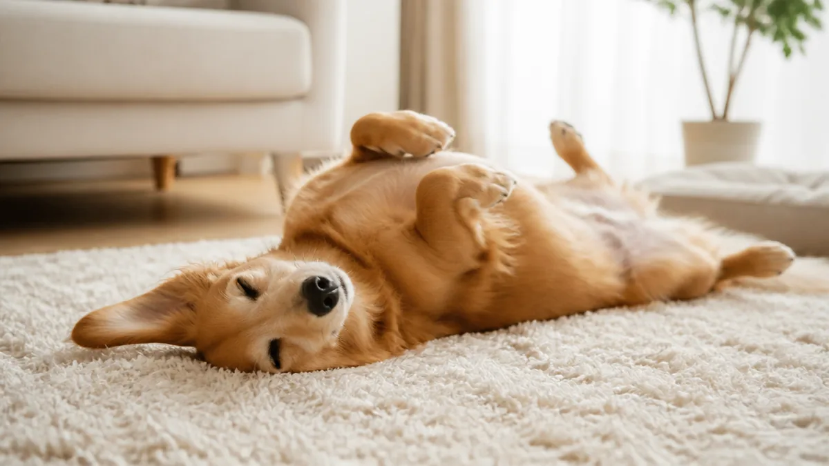 犬が仰向けで寝る6つの理由|へそ天は信頼の証?犬種差と注意したい寝方も解説のアイキャッチ画像