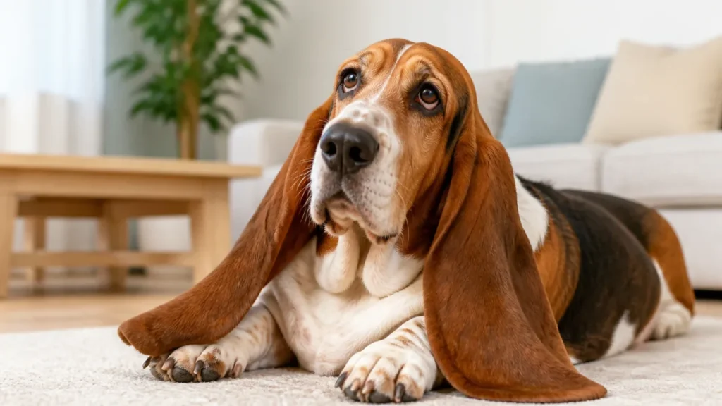 耳が長い犬の人気6犬種｜バセットハウンドの耳は何cm？垂れ耳の理由とケアも解説のアイキャッチ画像