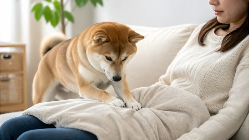 犬が飼い主を掘る理由は6つ｜膝・お腹をホリホリする心理とやめさせ方も解説のアイキャッチ画像