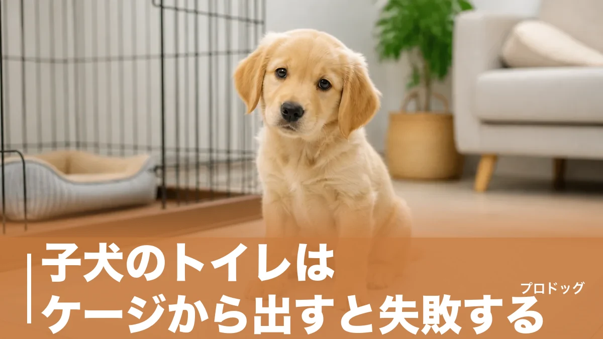 子犬のトイレはケージから出すと失敗する？7つの原因と直す4ステップ・NG対応も解説のアイキャッチ画像