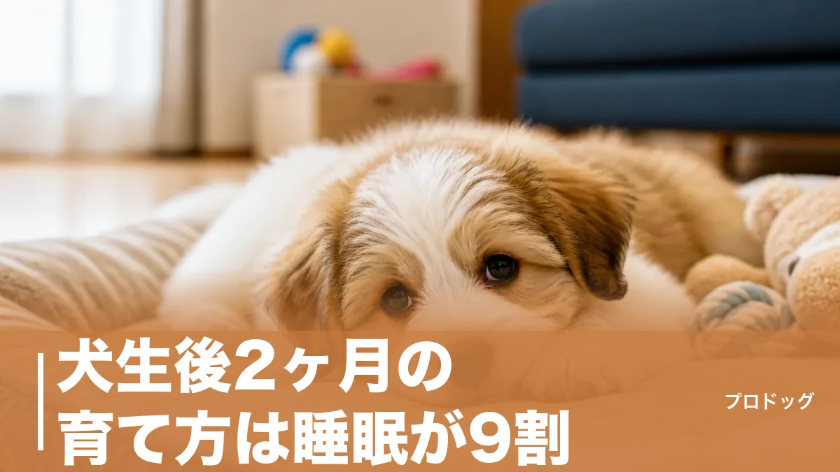 犬生後2ヶ月の育て方は睡眠が9割｜食事回数・トイレ・しつけの正解を全解説のアイキャッチ画像