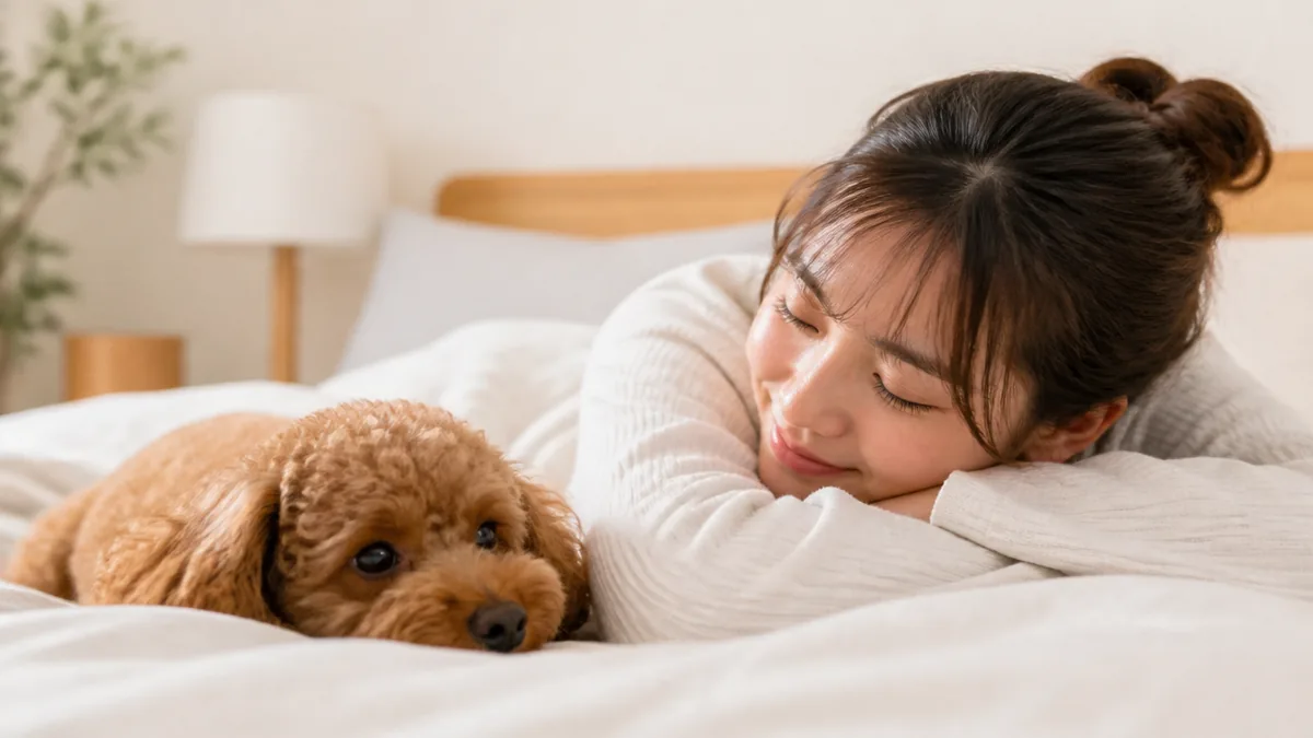 犬と一緒に寝る位置は「距離」ではなく3つの要素で読むの解説画像